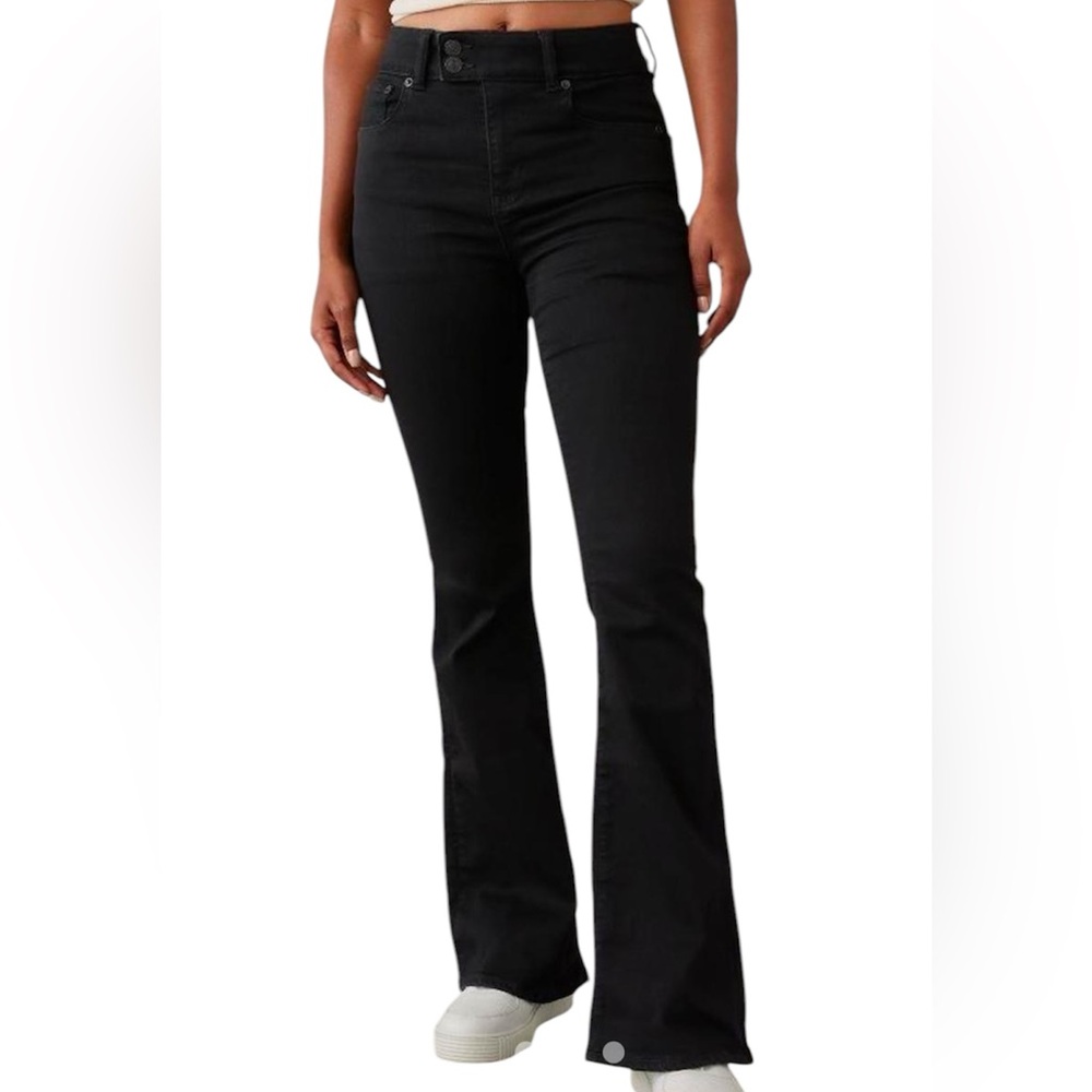 American Eagle Next Level Super High-Wais Flare Women’s Black Jeans Size 25